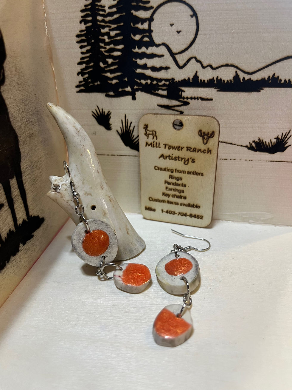 Deer orange earring
