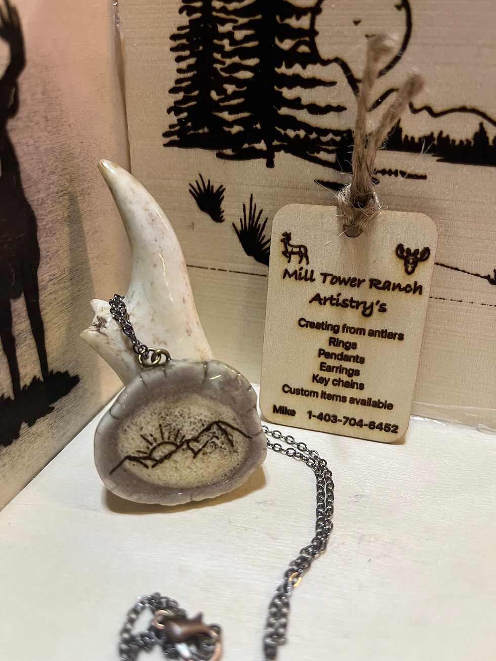 Deer sunrise pendant