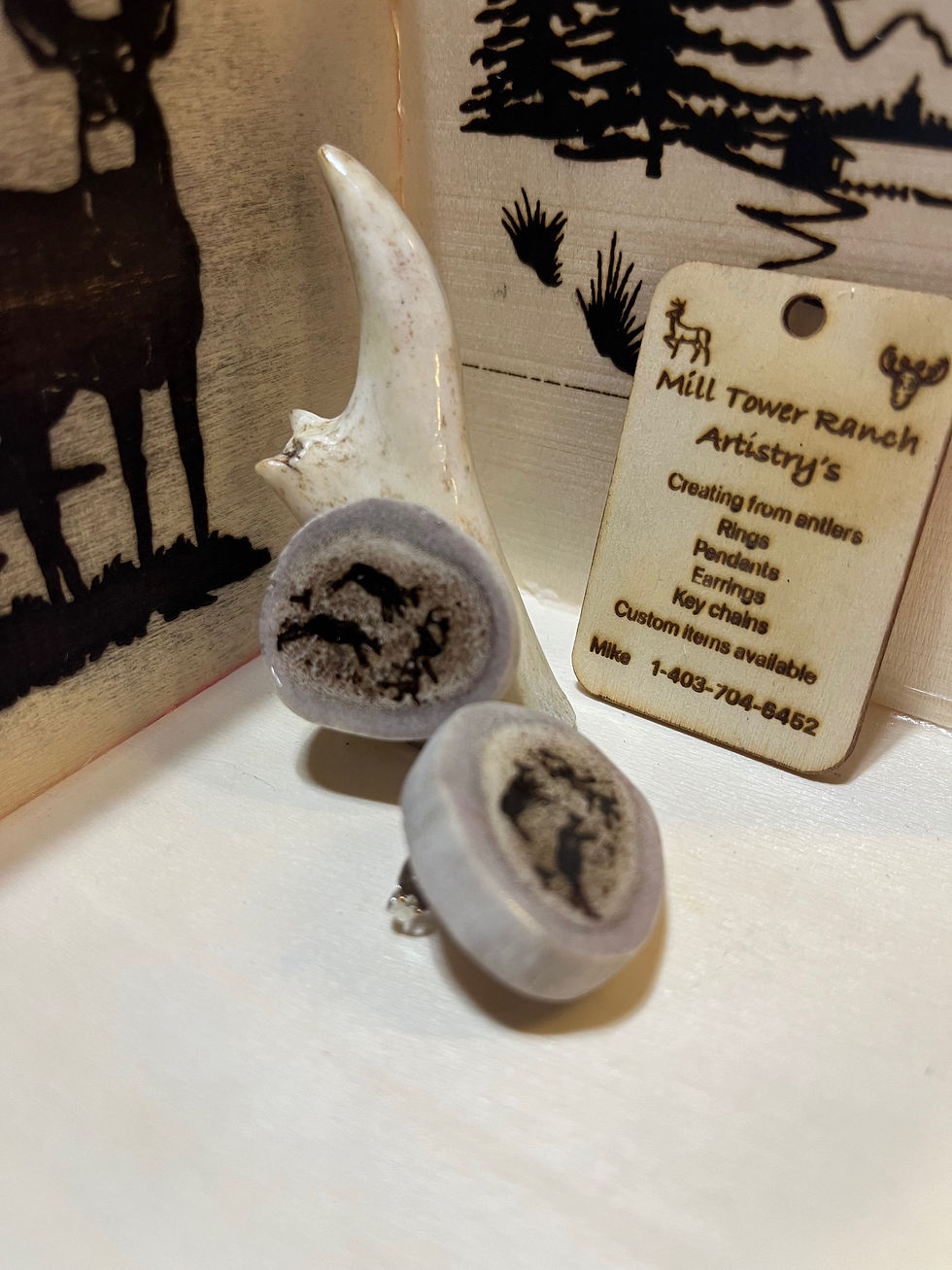 Deer cave drawing earring
