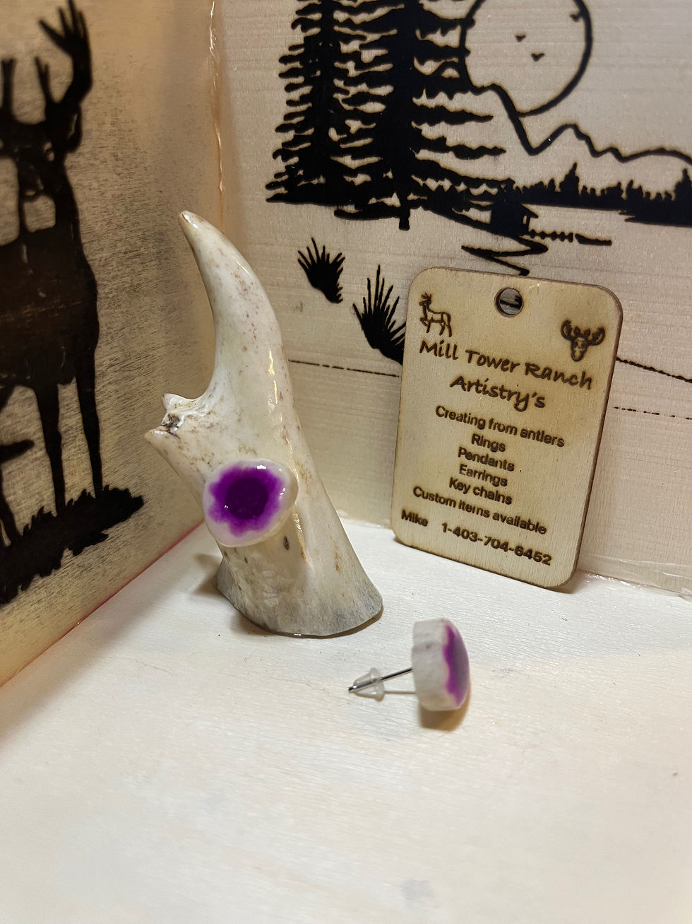 Deer purple glow earring