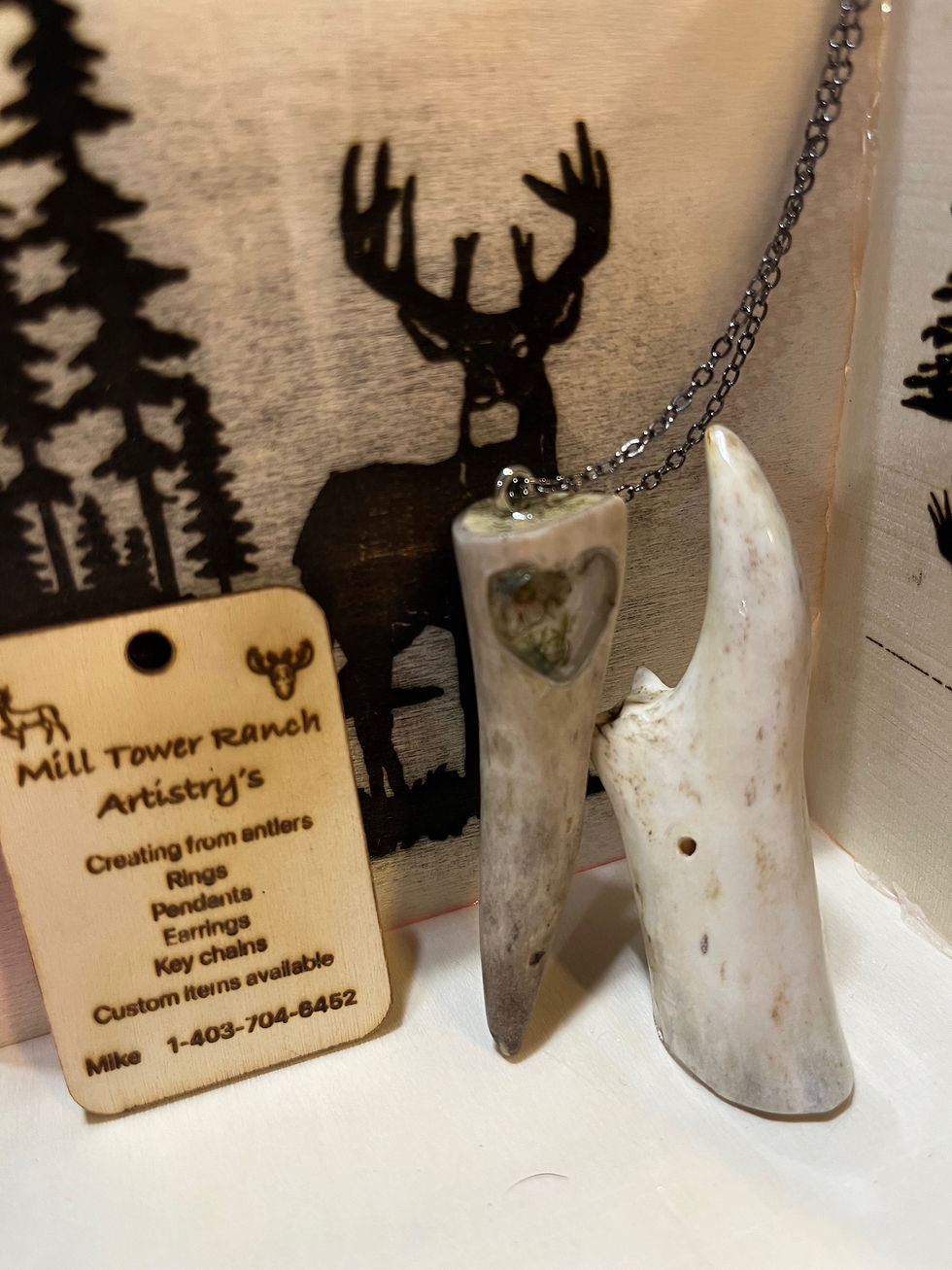 Deer tip with moss heart