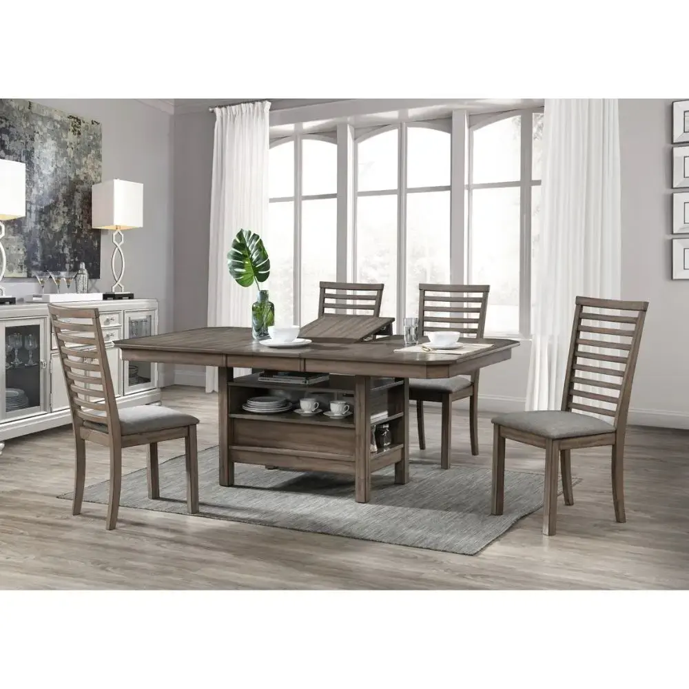 Faro 7 Piece Wooden Dining Set with Extension Table - Antique Grey