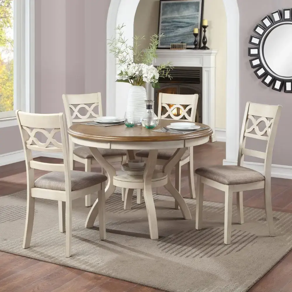Cori 5 Piece Dining Set - Bisque/Brown