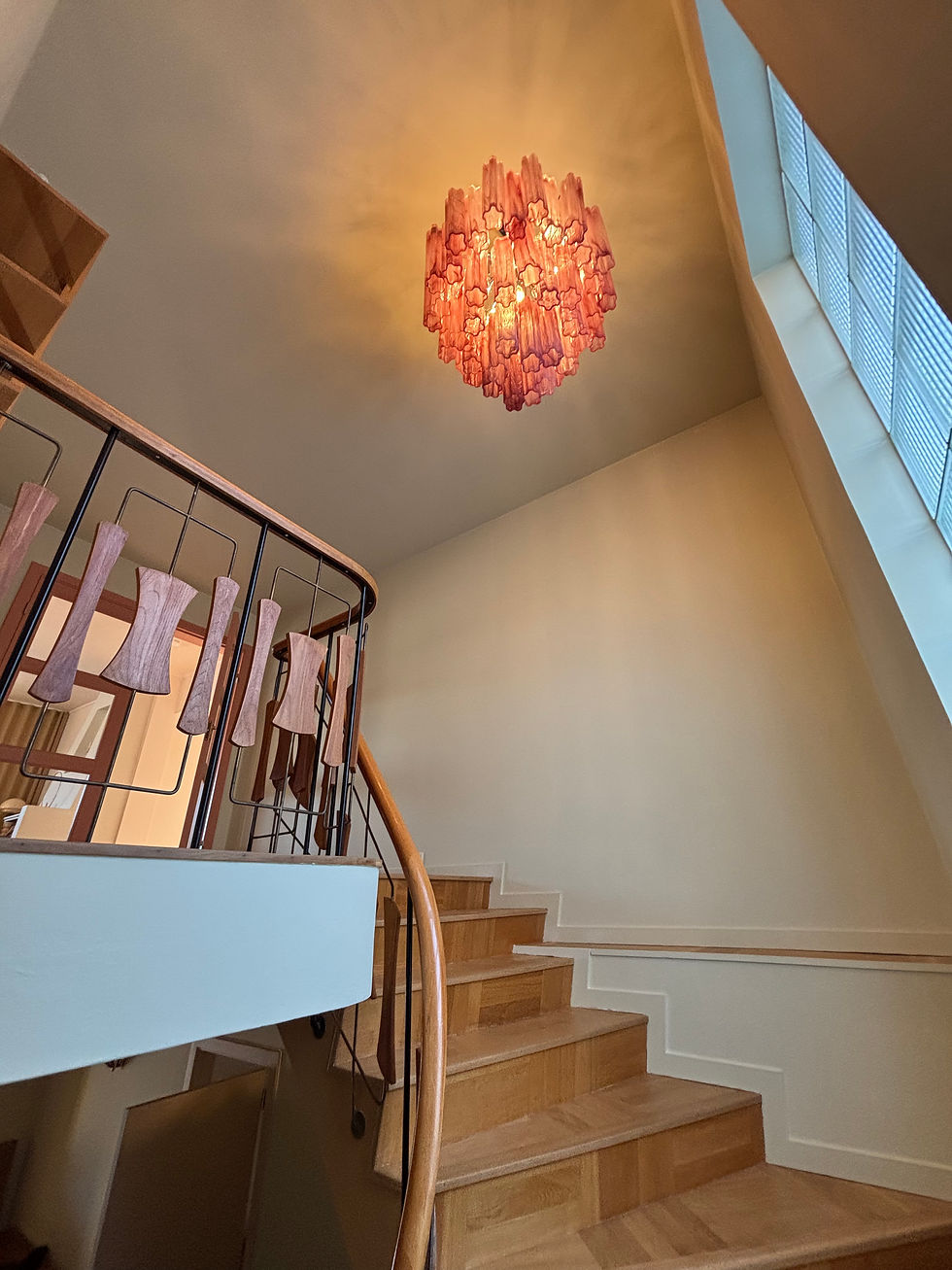 Thumbnail: Pink Alabaster 3 Layer’s Glass Chandelier 