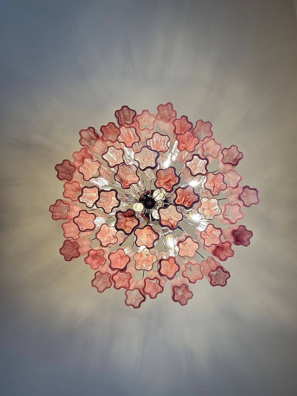 Thumbnail: Pink Alabaster 3 Layer’s Glass Chandelier 