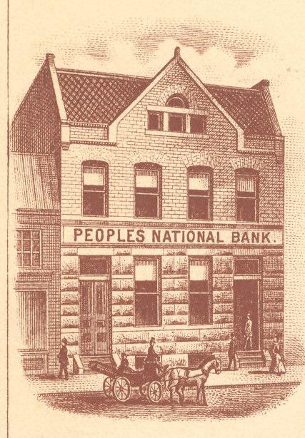 Figure 3. Sketch of the 1888 Peoples National Bank building from bank check. (Photo credit: Loudoun Museum/gift, John Paul Hall) 