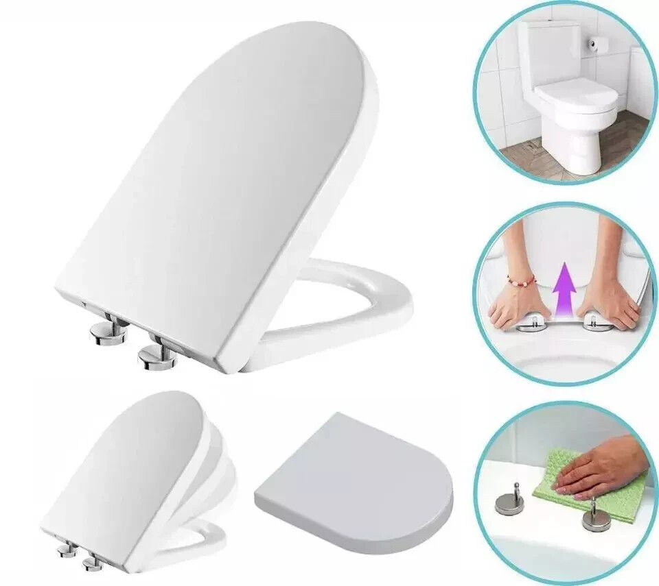 Thumbnail: 10x Luxury D Shape Toilet Seat Cover White Heavy Duty Top Fixing (Bulk Offer)