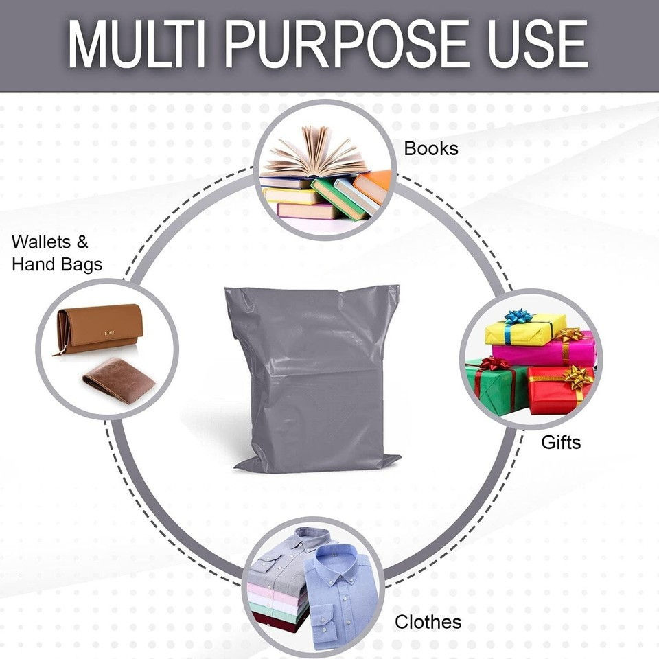 Thumbnail: 10'x15.5'Grey Mailing Bags Strong Poly Postal Packaging Self Seal Postage Parcel