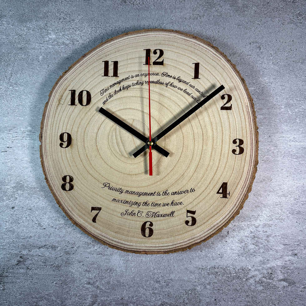Thumbnail: Personalized Wood Slice Wall Clock – Custom Engraved Family Name & Live Edge