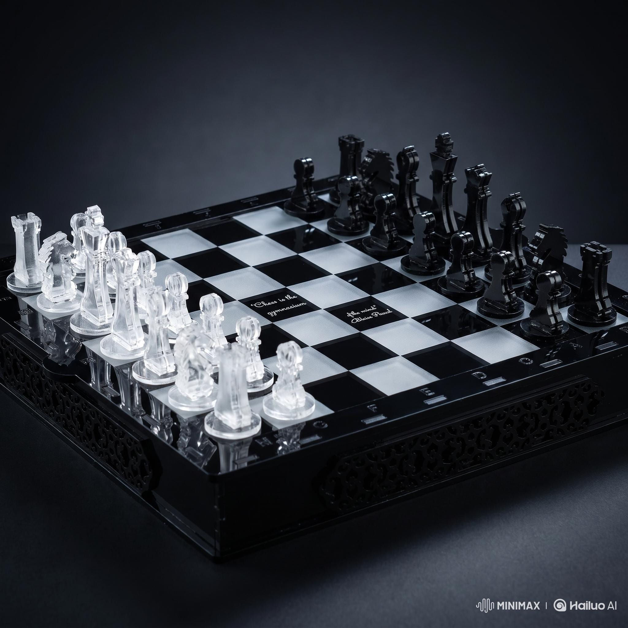 Custom Engraved Acrylic Chess Set | Personalized Quote Board with Storage Box