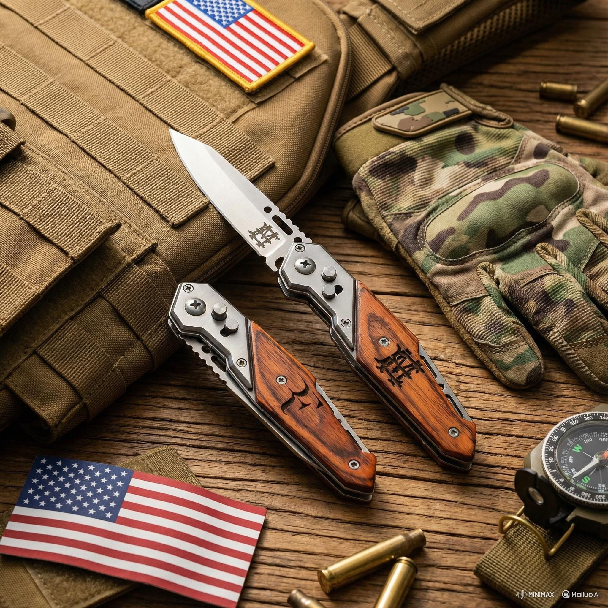 Custom Engraved Wood Handle Pocket Knife | Personalized Gift for Men
