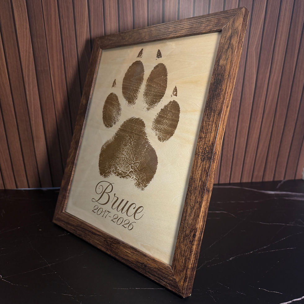 Thumbnail: Custom Pet Paw Print Memorial Sign | Personalized Wood Engraving