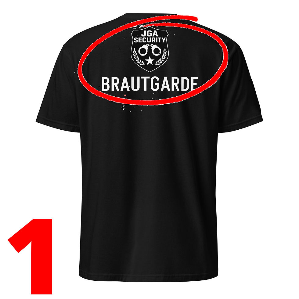 Miniatura: Seguridad para despedidas de soltero - Camiseta unisex con texto personalizado