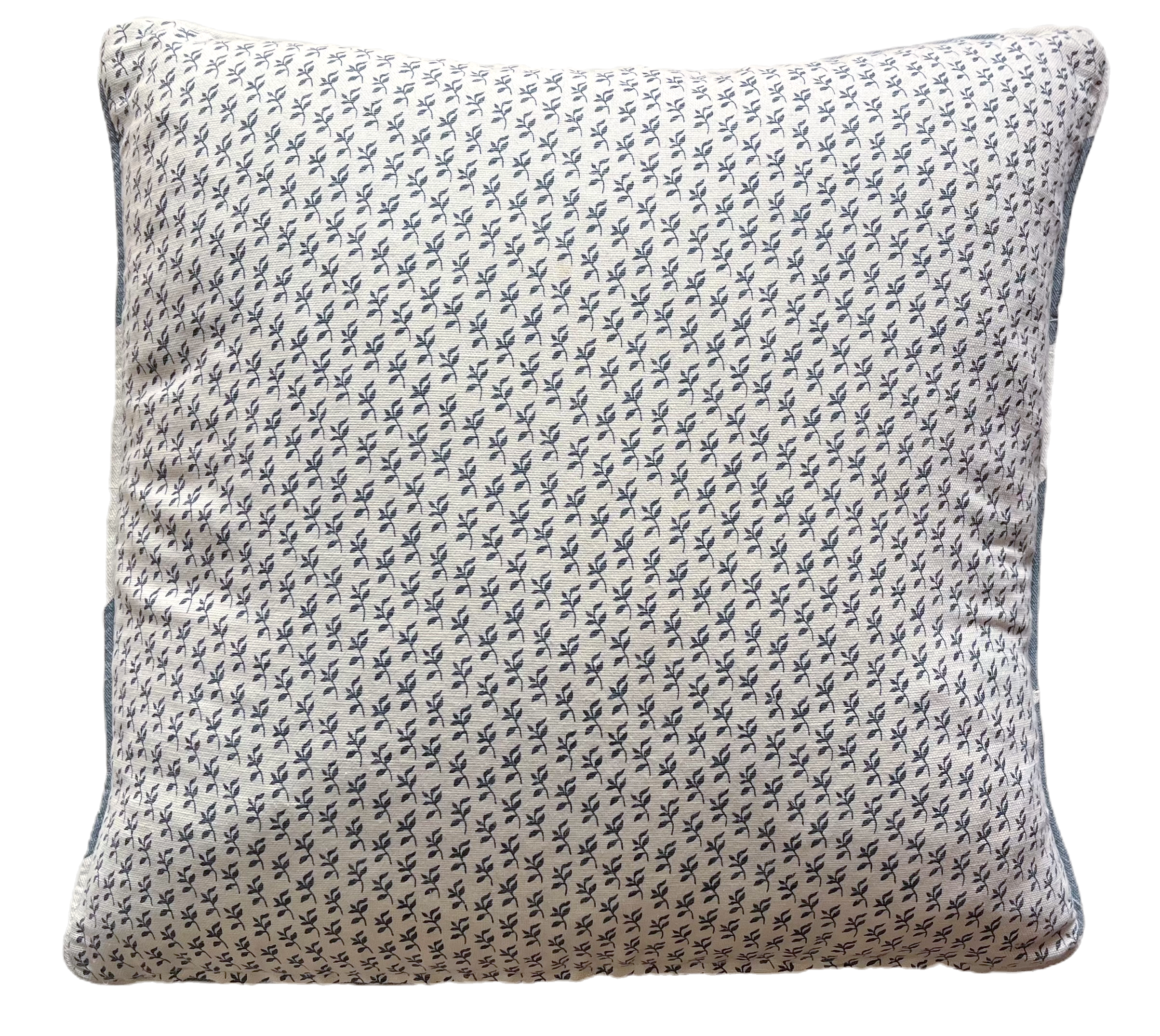 Little Leaf dusk cushion with dusk stripe piping and back