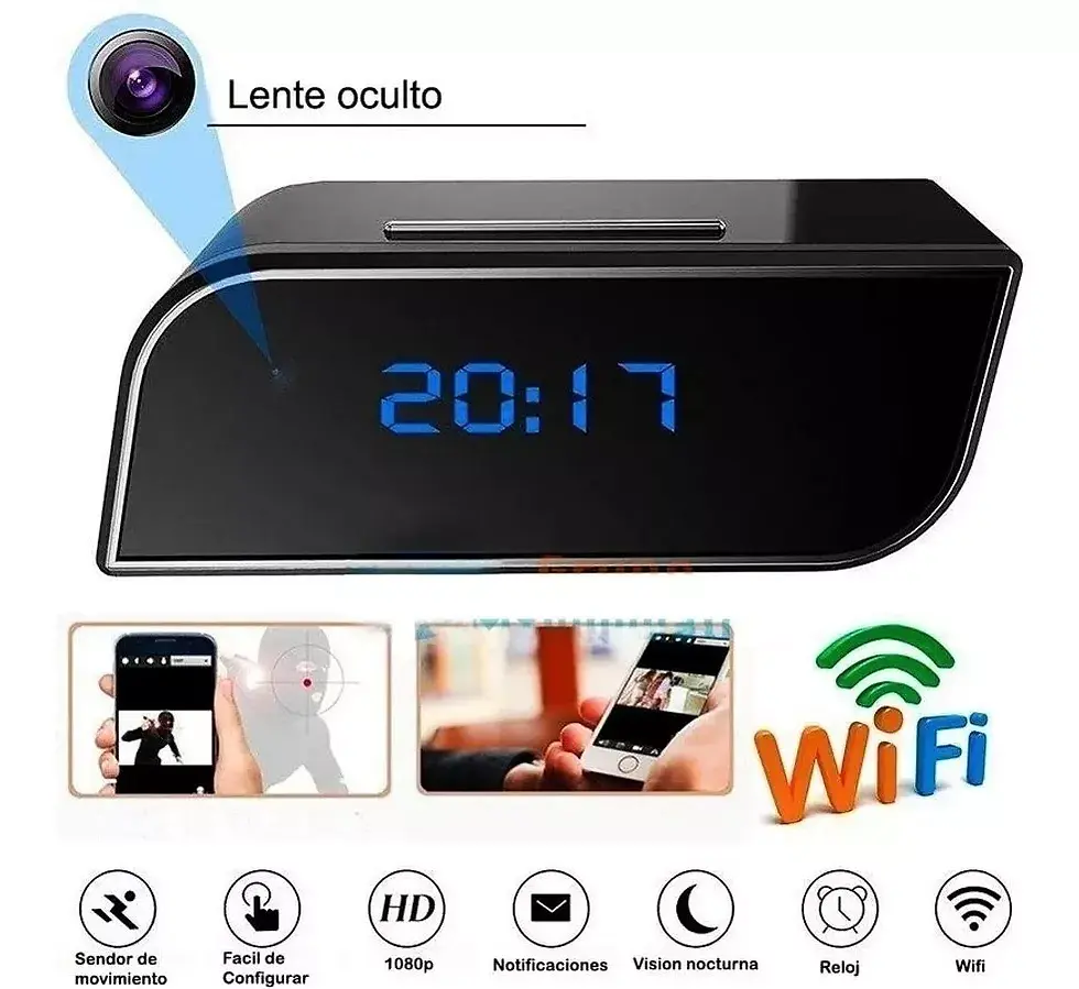 Miniatura: Camara Espía Hd Wifi Reloj Despertador Seguridad Vigilancia