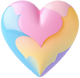 a heart in pastel colours of pink blue y