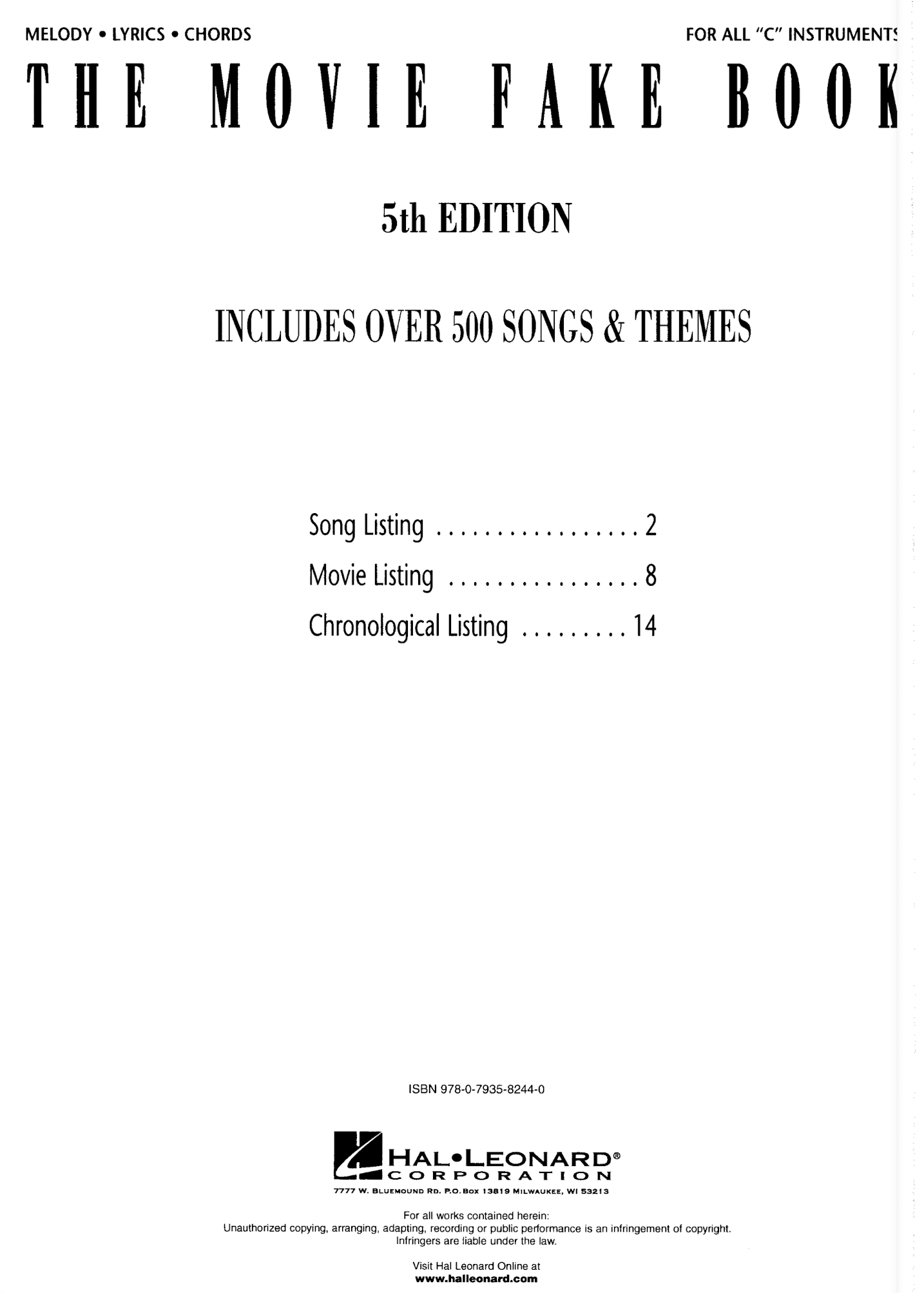 Movie Fake Book – Piano (forScore Indexed)