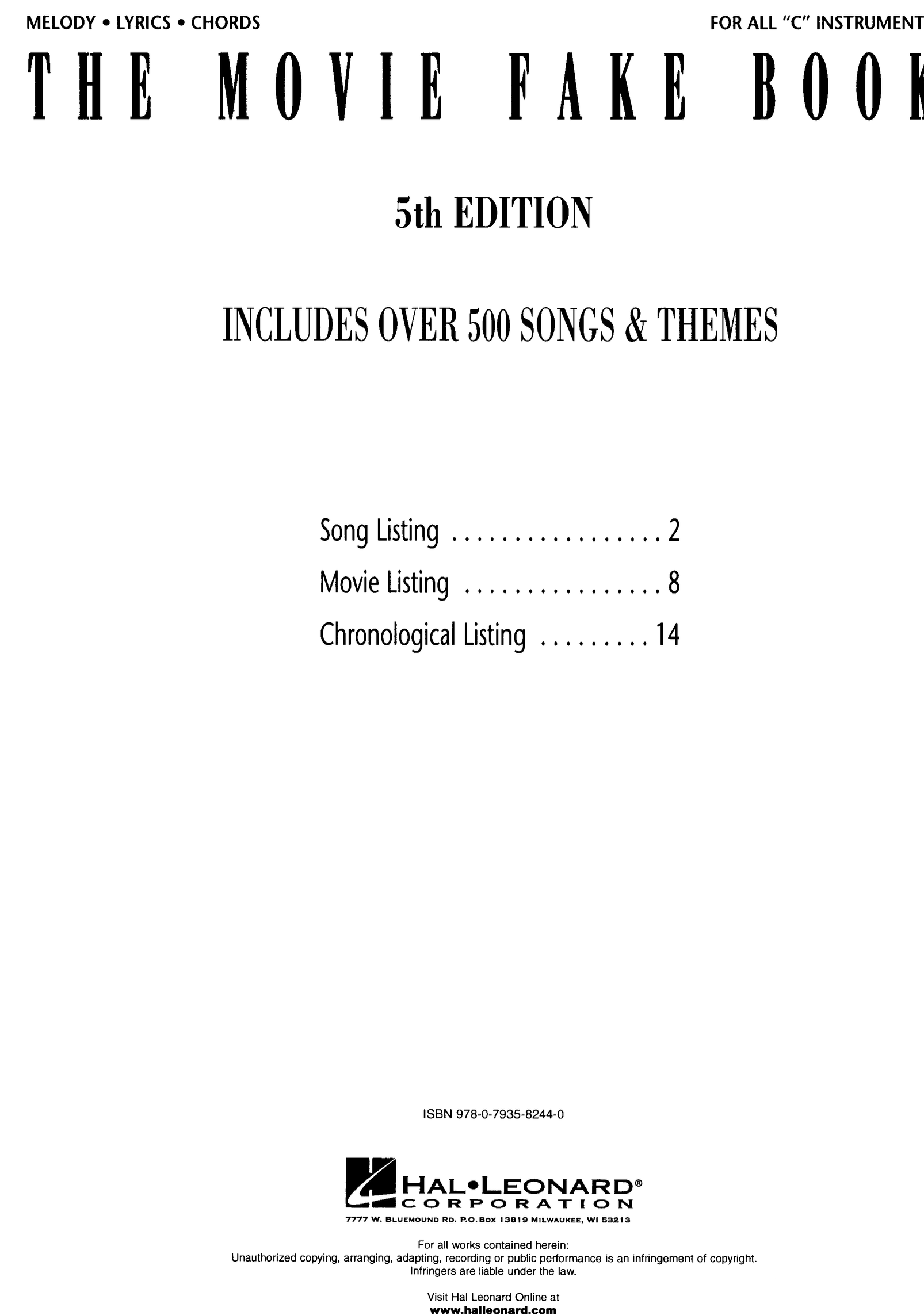 Movie Fake Book, 5th Edition