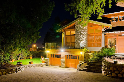 Minimalist lighting provides just enough light to ensure safe walking through passageways.