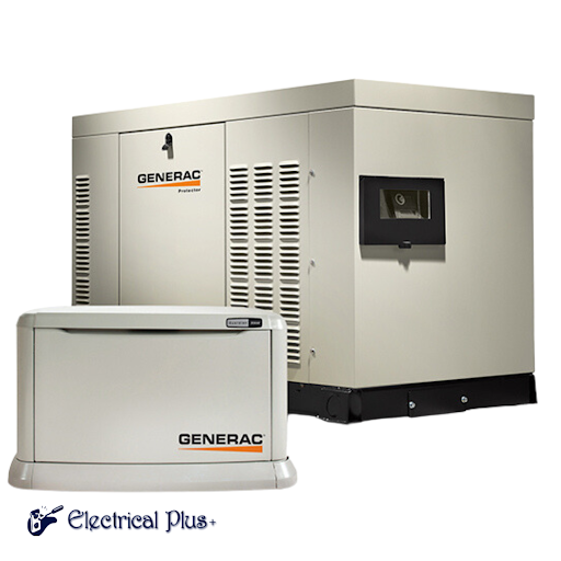 Different profile views of generators on a white background.