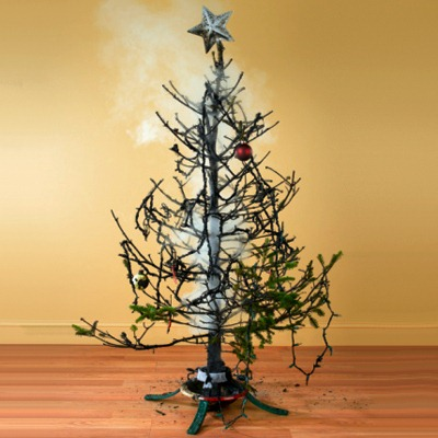 smoking Christmas tree