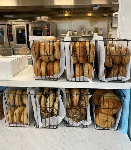 Shorebreak Cafe Bagels. The breakfast menu has a mix of sweet and savory items.