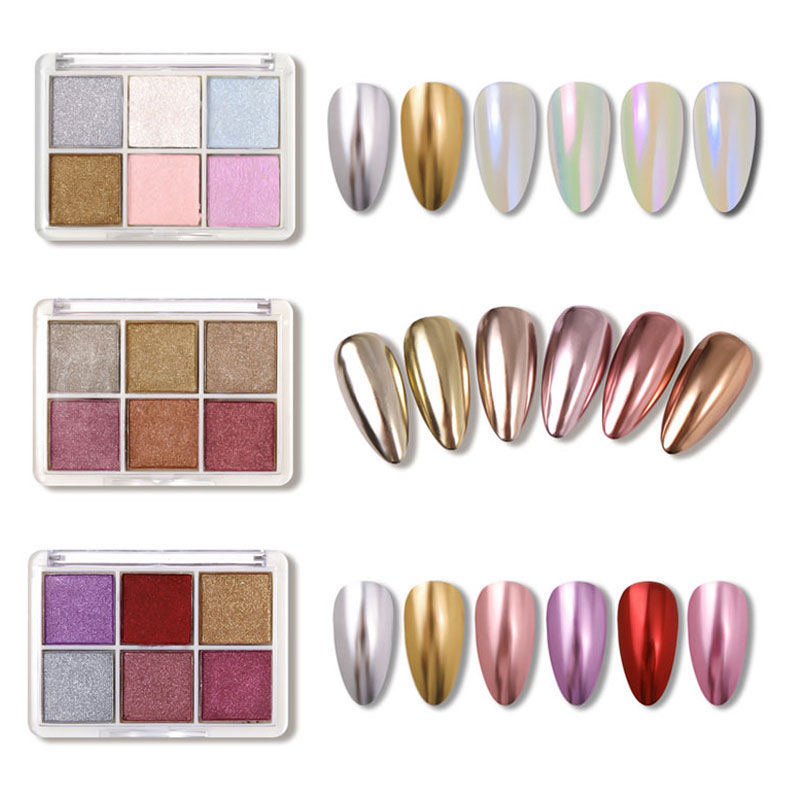 Thumbnail: 6 Colors Holographics Laser Aurora Solid Mirror Nail Glitter Powder Nails UV Gel