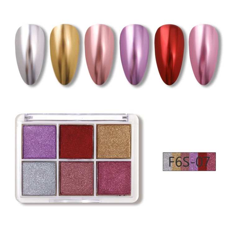 Thumbnail: 6 Colors Holographics Laser Aurora Solid Mirror Nail Glitter Powder Nails UV Gel