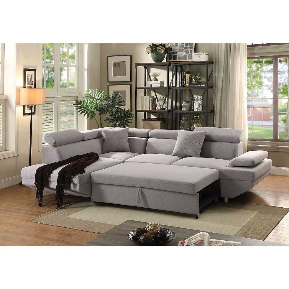 Jemima Sectional Sofa w/Sleeper in Gray Fabric 52990