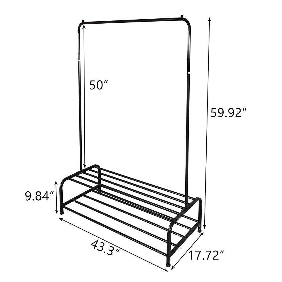 Thumbnail: Clothing Garment Rack with Shelves, Metal Cloth Hanger Rack Stand Clothes Drying