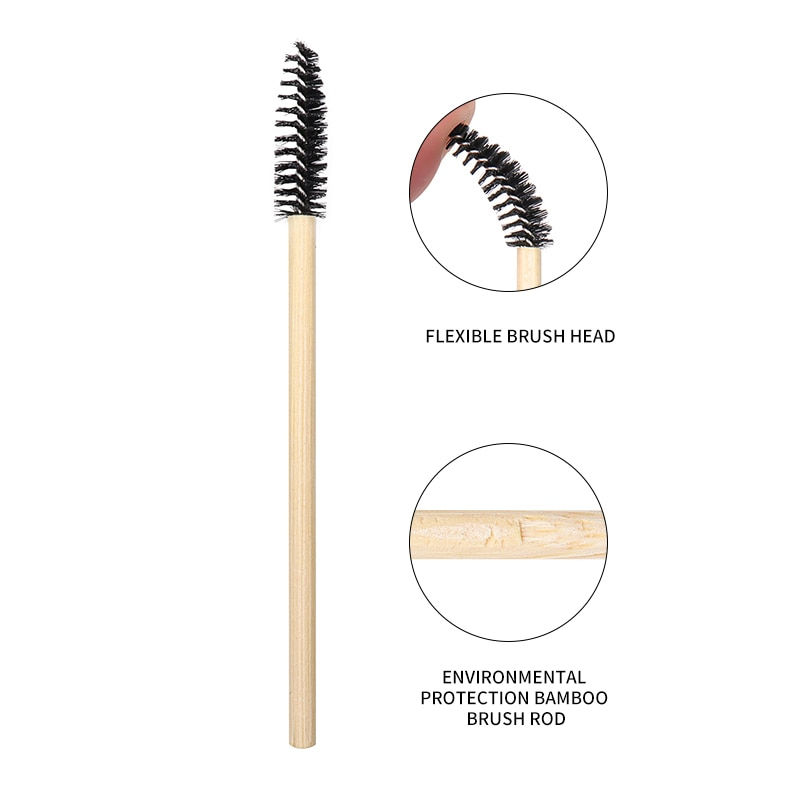 Thumbnail: 50Pcs Bamboo Handle Eyelash Brush Makeup Brush eyelash Extension Dispo