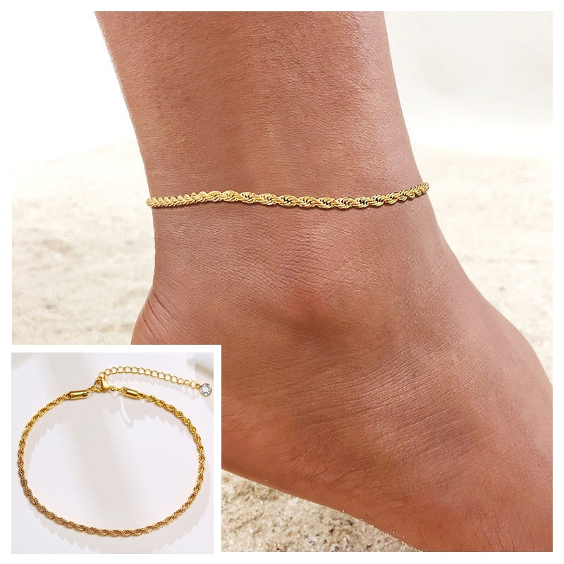 Thumbnail: Snake Chain Anklet for Women Girls Adjustable Summer Beach Chain Anklet Bracelet