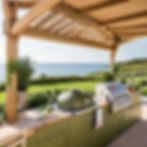 view of a luxury outdoor kitchen in Greece www.jcinteriordesign.com