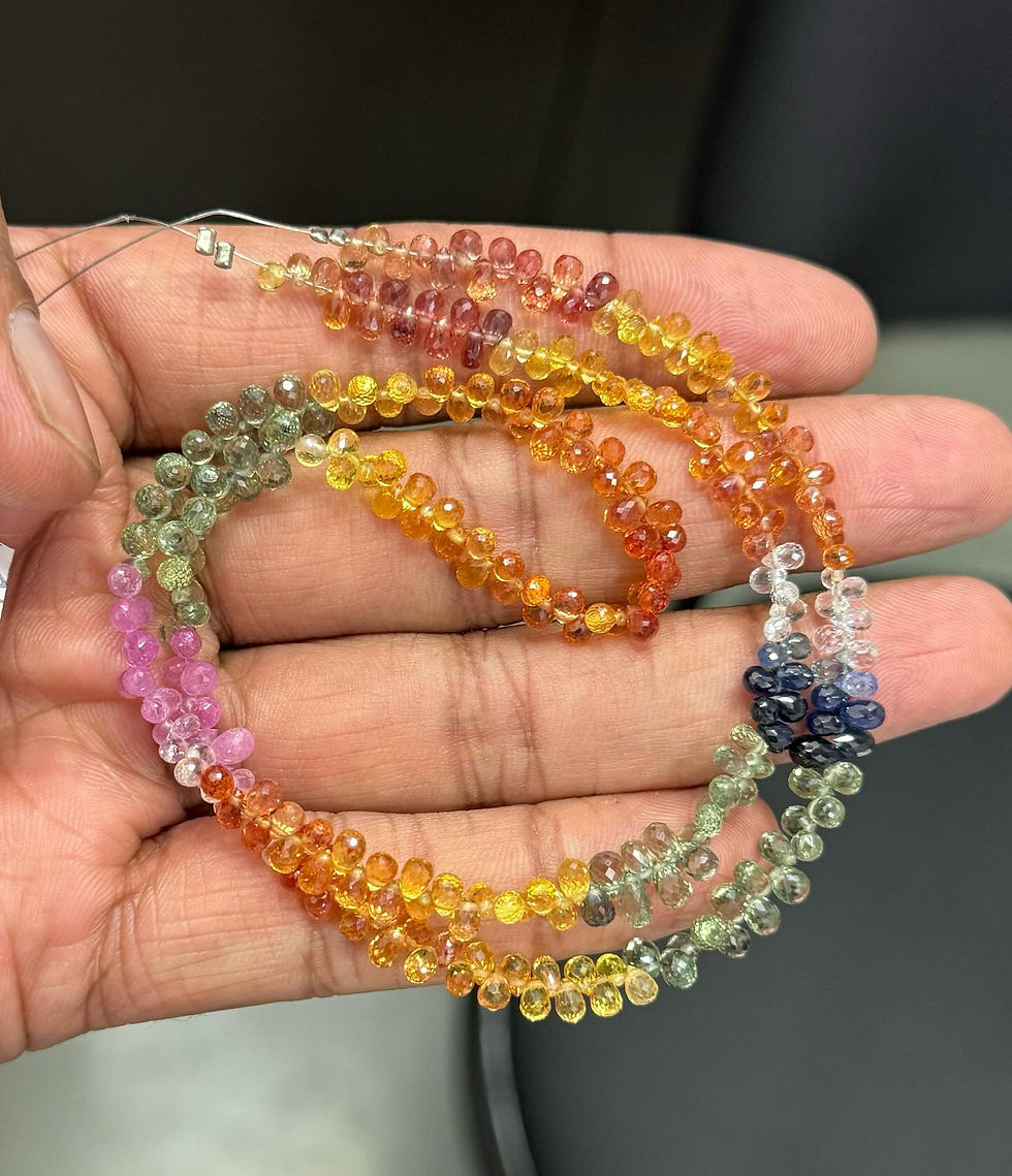 Thai Multi Sapphire Faceted Tear Drop Briolette Beads