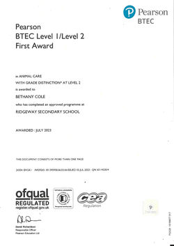 BTEC L2 First Award in Animal Care (1)