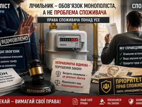 Верховний Суд проти споживача? Чому позиція щодо відшкодування вартості газового лічильника споживачу потребує критичного переосмислення