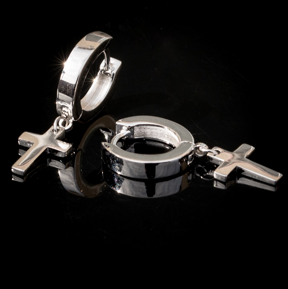 Thumbnail: Small Hoops with Cute Cross Pendant, Look Stylish and Elegant; Easy to Wear, No Burden to your Ears