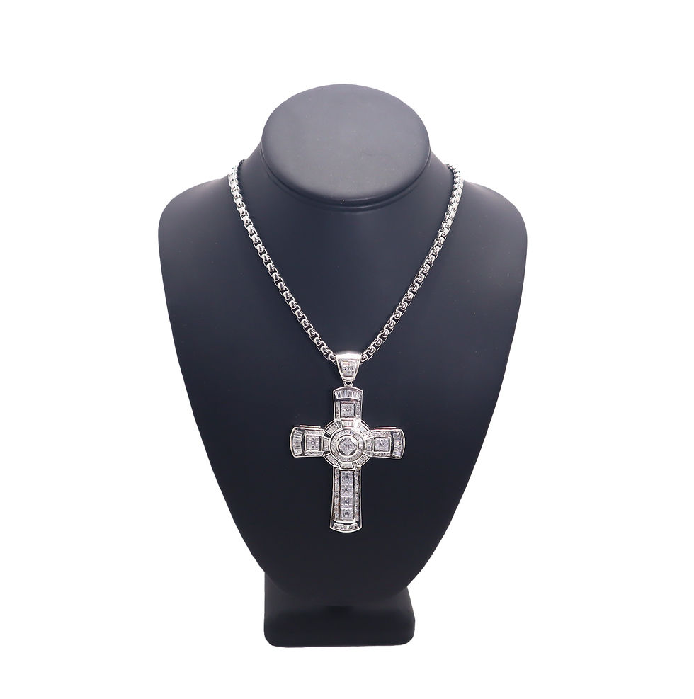 Thumbnail: Hip Hop Iced Out CZ Pendant Jewelry 14k White Gold Plated Large Cross Chain M-2