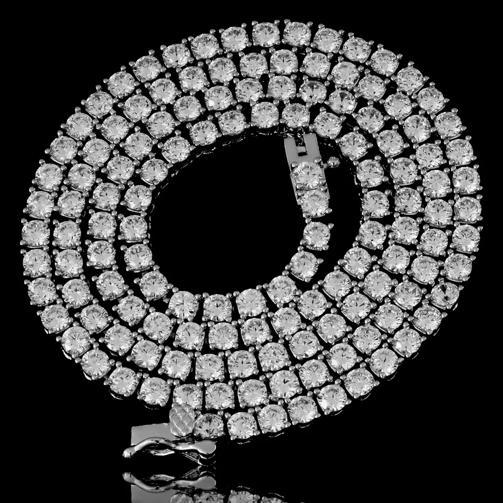 Thumbnail: 14K White Gold Plated  Tennis Necklace CZ for Men Women 3mm