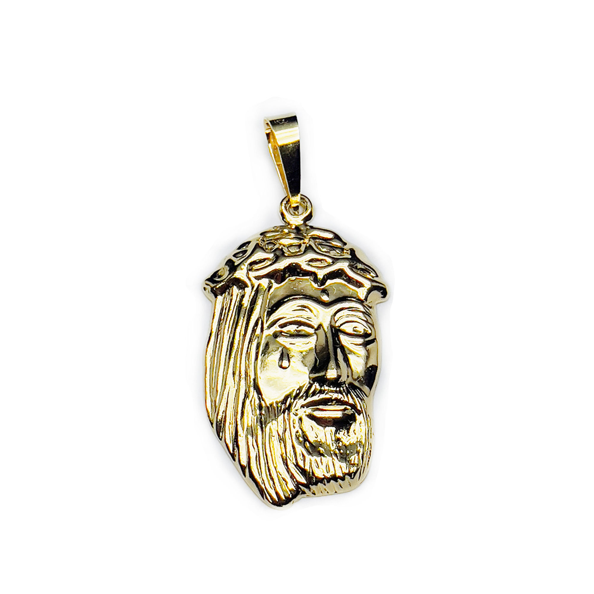 Jesus Christ Face Pendant with Necklace 18k Gold Filled