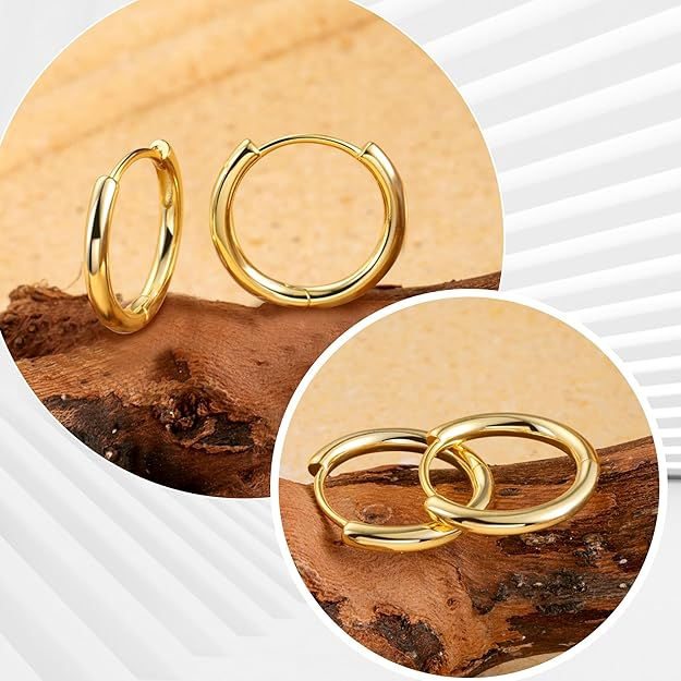 Thumbnail: Hoop Earrings Huggies Cartilage 14K Gold Filled