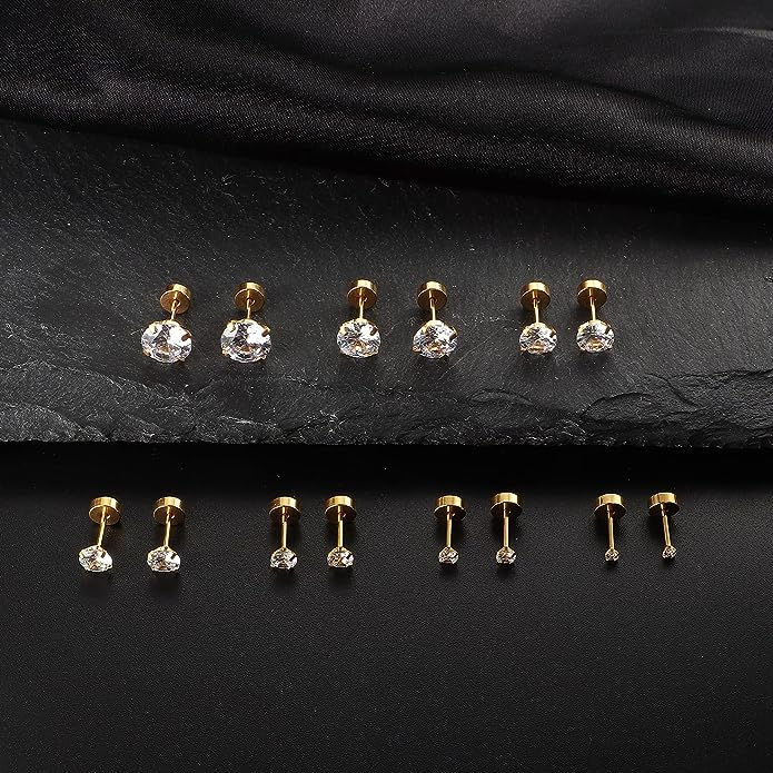 Thumbnail: Stud Earrings Surgical Steel Cartilage for Women Men