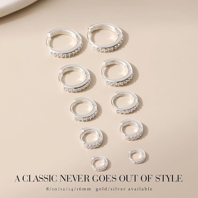 Thumbnail: 925 Sterling Silver Hoop Earring Hypoallergenic