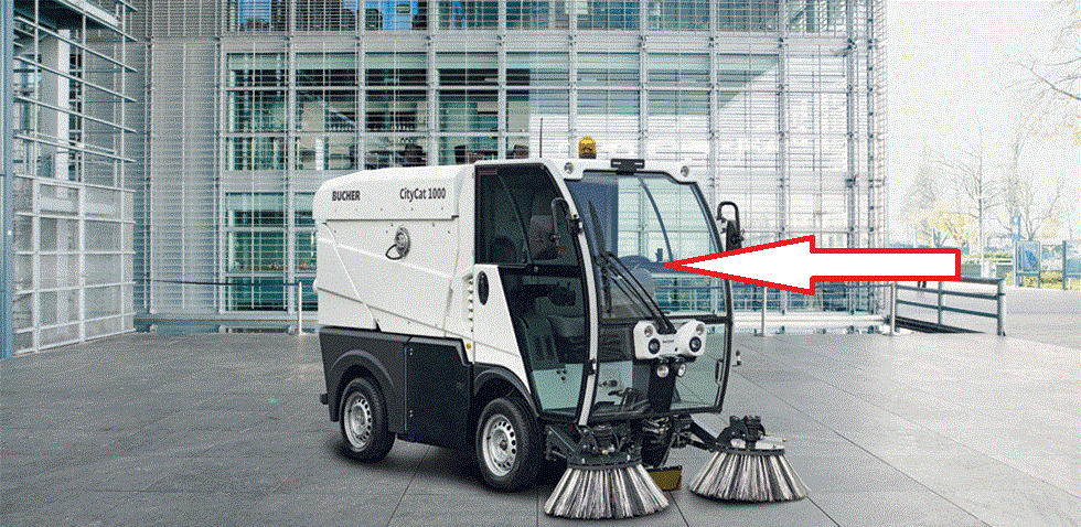 Стекло для коммунальной машины Bucher CityCat 1000 стекло дверное правое форточка (закаленное) пылесос | Bucher CityCat 1000 стекло дверное правое с вырезом под форточку (закаленное) |Коммунальная машина Bucher CityCat 1000 стекло лобовое верхнее (закаленное)