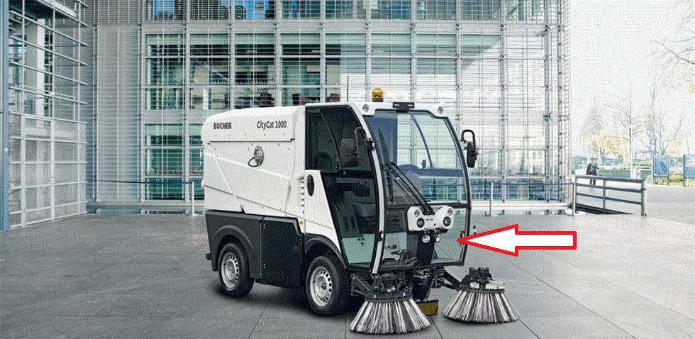 Стекло для коммунальной машины Bucher CityCat 1000 стекло дверное правое форточка (закаленное) пылесос | Bucher CityCat 1000 стекло дверное правое с вырезом под форточку (закаленное) |Коммунальная машина Bucher CityCat 1000 стекло лобовое верхнее (закаленное)