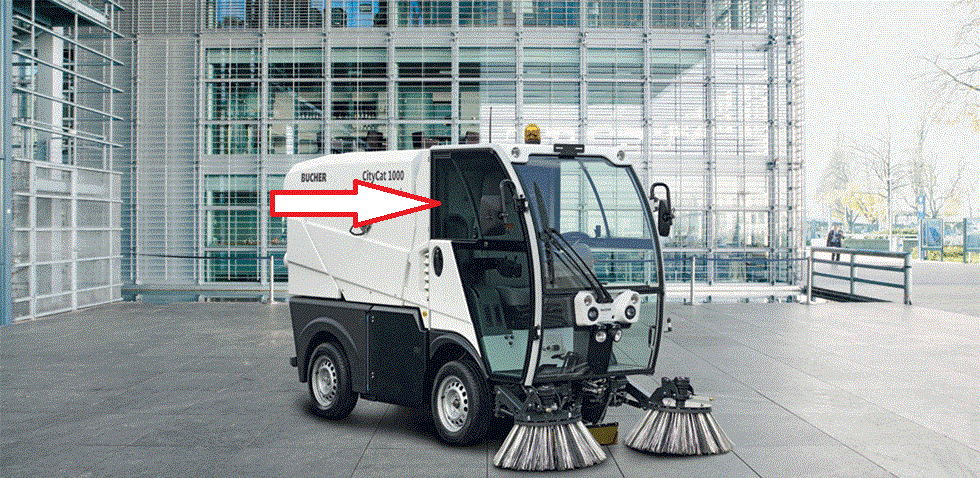 Стекло для коммунальной машины Bucher CityCat 1000 стекло дверное правое форточка (закаленное) пылесос