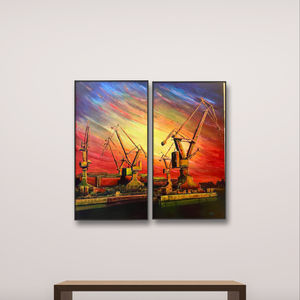 Dźwigi 0044 Dyptyk/ Cranes 0044  Diptych