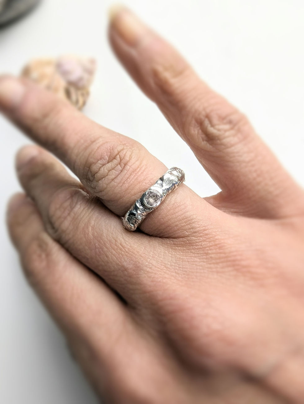 Thumbnail: "Coralinne" Solid Silver ring with Morganite 