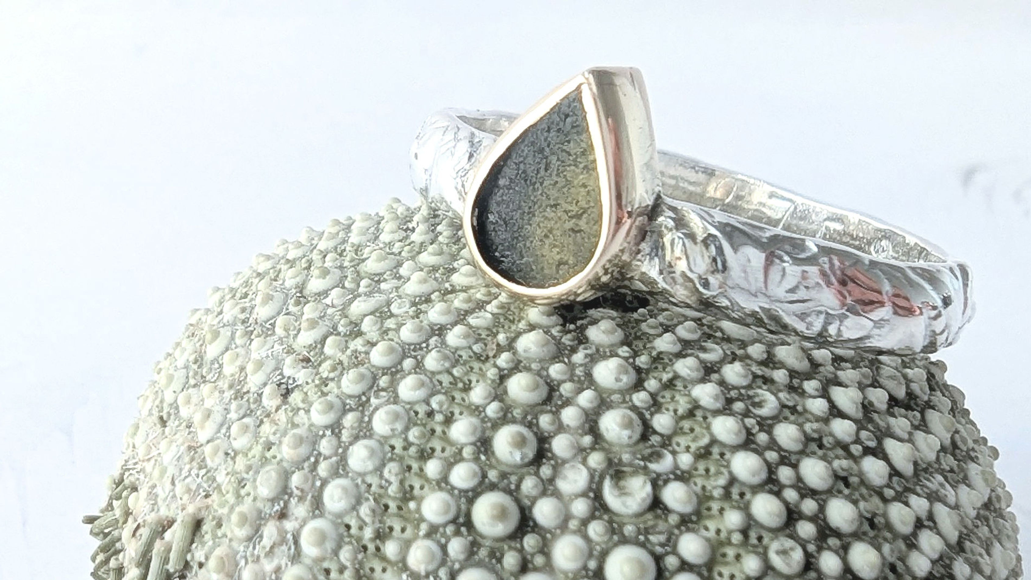 "Ariel" Sea glass teardrop ring