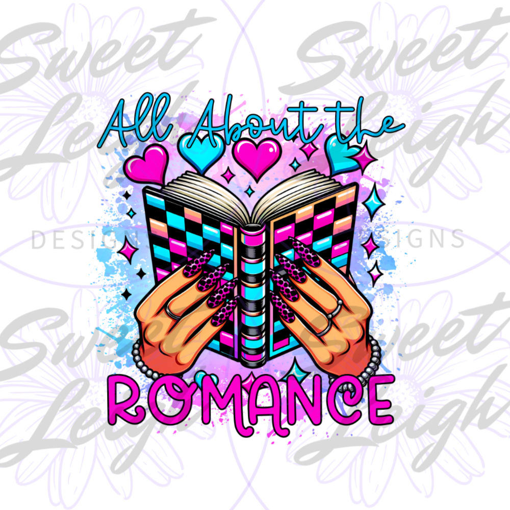 checkered colorful book romance reading sublimation design